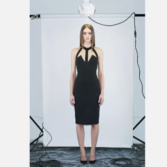 NWT $1,295 Cushnie Et Ochs Black Knee Length Pencil Dress Size